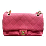 シャネル CHANEL マトラッセスモールフラップバッグ ピンク x ゴールド金具 ソフトキャビア レディース ショルダーバッグ