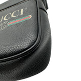 グッチ GUCCI ロゴプリント ミニショルダーバッグ 574803 ブラック ゴールド金具 レザー ユニセックス ショルダーバッグ