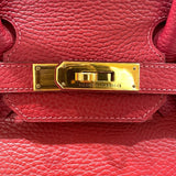 エルメス HERMES バーキン35 □F刻印 ルージュヴィフ/ゴールド金具 アルデンヌ レディース ハンドバッグ