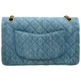 シャネル CHANEL 2.55 ラージ フラップバッグ A37587 22番台 ブルー ゴールド金具 デニム レディース ショルダーバッグ