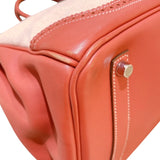 エルメス HERMES バーキン35　ギリーズ □R刻（2014年製） エクリュ/サンギーヌ シルバー金具 トワル/スイフト レディース ハンドバッグ