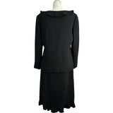 シャネル CHANEL フリルノーカラージャケット＆スカートセットアップ P14303 ブラック ウール レディース セットアップ