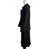 シャネル CHANEL フリルノーカラージャケット＆スカートセットアップ P14303 ブラック ウール レディース セットアップ