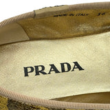 プラダ PRADA 花柄フラットシューズ ゴールド ジャガード レディース その他靴