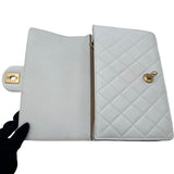 シャネル CHANEL パールチェーンショルダー 28番台 ホワイト ゴールド金具 カーフスキン レディース ショルダーバッグ