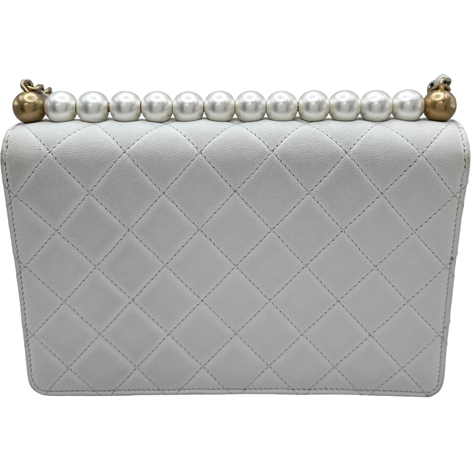 シャネル CHANEL パールチェーンショルダー 28番台 ホワイト ゴールド
