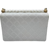 シャネル CHANEL パールチェーンショルダー 28番台 ホワイト ゴールド金具 カーフスキン レディース ショルダーバッグ