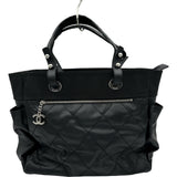 シャネル CHANEL パリビアリッツトートGM A34210 11番台 ブラック シルバー金具 コーティングキャンパス レディース トートバッグ
