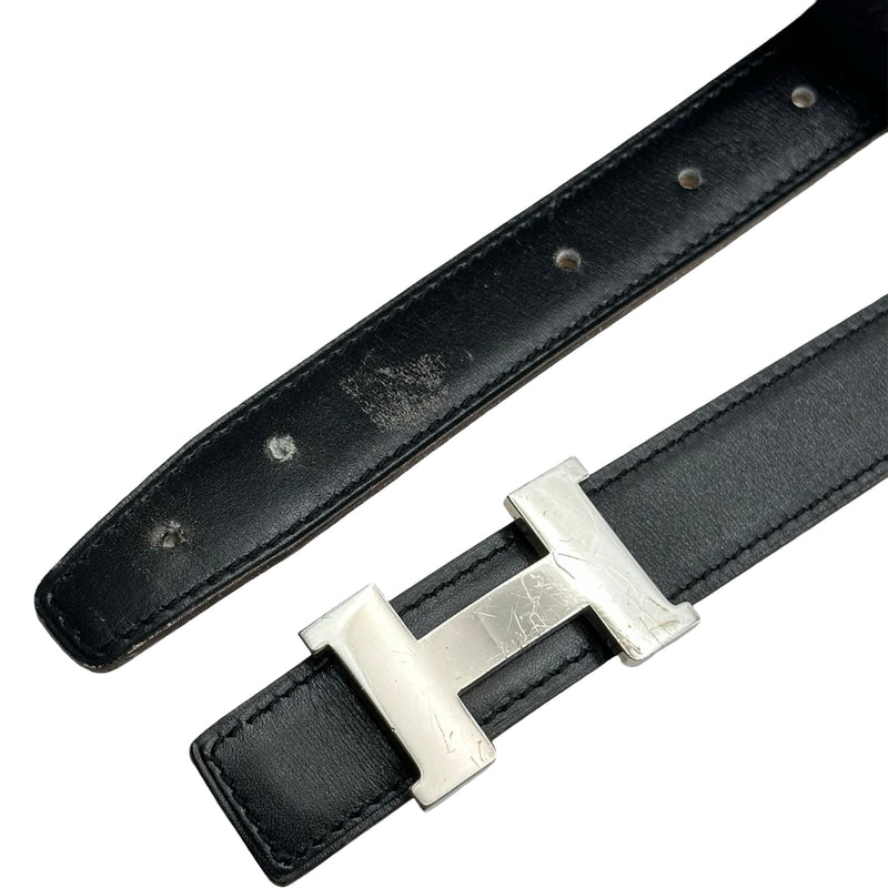 エルメス HERMES Hベルト 85cm □H刻印 ブラック/ゴールド シルバー