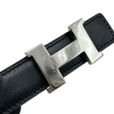 エルメス HERMES Hベルト 85cm □H刻印 ブラック/ゴールド シルバー金具 トリヨン レディース ベルト