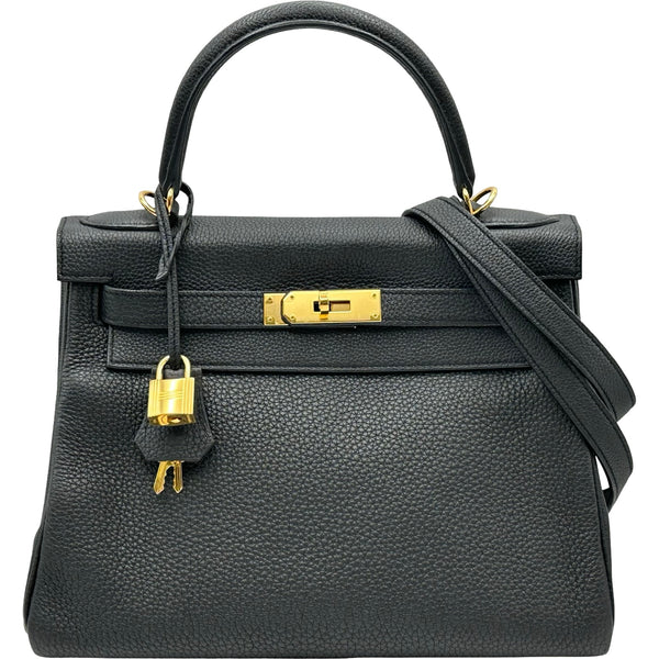 エルメス HERMES ケリー28 内縫い X刻印 ブラック トゴ レディース