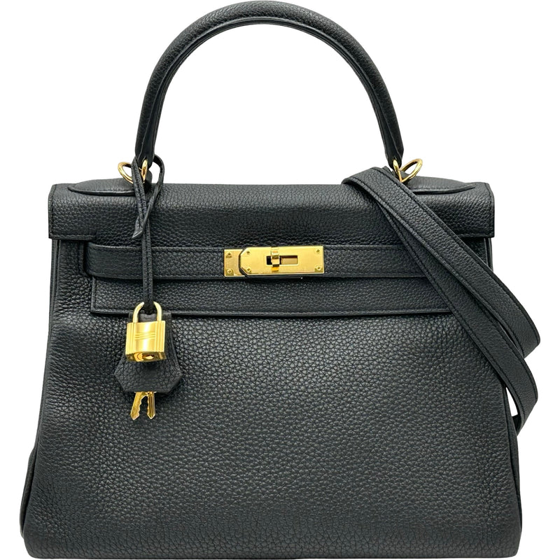 エルメス HERMES ケリー28 内縫い X刻印 ブラック トゴ レディース