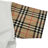 バーバリー BURBERRY チェック切替シャツ 8042716 ホワイト コットン レディース 半袖Ｔシャツ