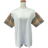バーバリー BURBERRY チェック切替シャツ 8042716 ホワイト コットン レディース 半袖Ｔシャツ