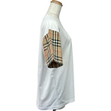 バーバリー BURBERRY チェック切替シャツ 8042716 ホワイト コットン レディース 半袖Ｔシャツ