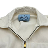 プラダ PRADA トライアングルロゴクロップドデニムジャケット GFB279 ホワイト コットン レディース デニムジャケット