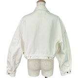プラダ PRADA トライアングルロゴクロップドデニムジャケット GFB279 ホワイト コットン レディース デニムジャケット
