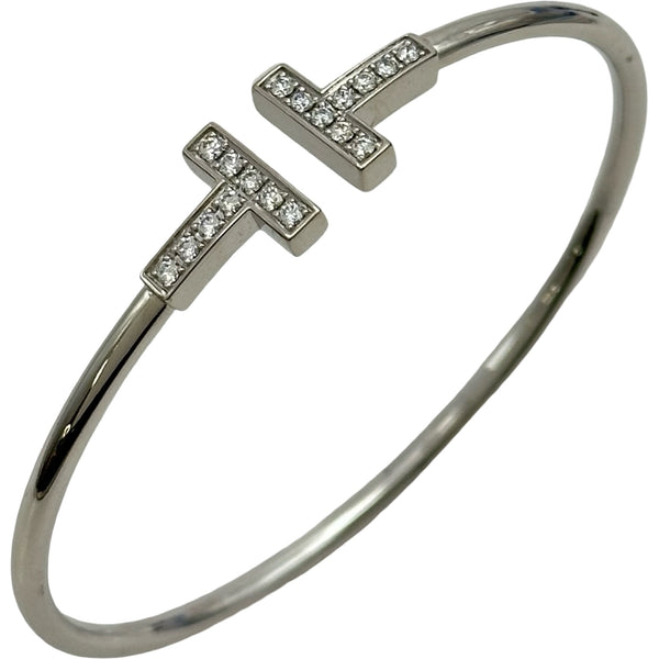 ティファニー TIFFANY＆CO Tワイヤーダイヤブレスレット ホワイト