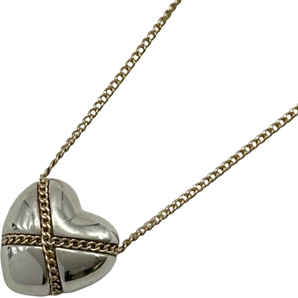 希少ティファニー　チェーンクロスハートネックレス　18金750ゴールド／シルバー ティファニー TIFFANY＆CO チェーンクロスハートネックレス ゴールド