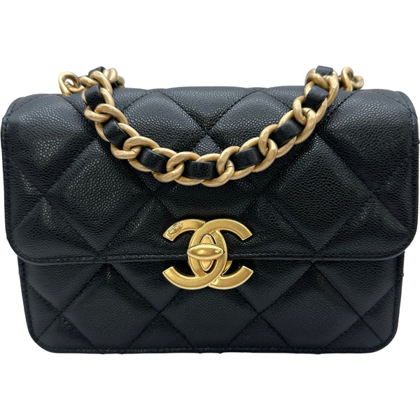 シャネル CHANEL マトラッセ チェーンショルダー ブラック×ゴールド