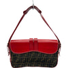 フェンディ FENDI ズッカ柄フラップバッグ 8BR107 レッド レザー/ナイロンジャガード レディース ショルダーバッグ