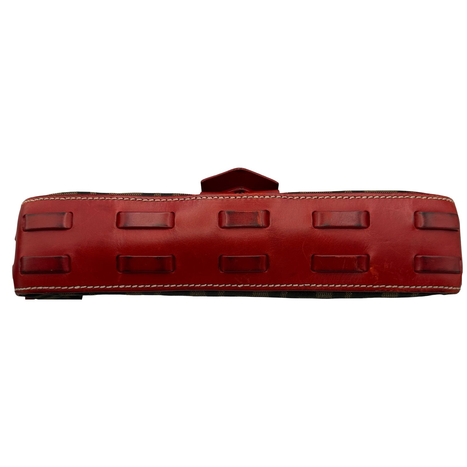 フェンディ FENDI ズッカ柄フラップバッグ 8BR107 レッド レザー