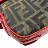 フェンディ FENDI ズッカ柄フラップバッグ 8BR107 レッド レザー/ナイロンジャガード レディース ショルダーバッグ