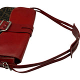 フェンディ FENDI ズッカ柄フラップバッグ 8BR107 レッド レザー/ナイロンジャガード レディース ショルダーバッグ