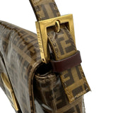 フェンディ FENDI ズッキーノ マンマバゲット ベージュ ゴールド金具 エナメル レディース ハンドバッグ