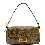 フェンディ FENDI ズッキーノ マンマバゲット ベージュ ゴールド金具 エナメル レディース ハンドバッグ