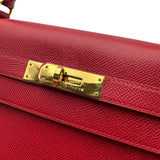 エルメス HERMES ケリー32 外縫い 〇X刻 レッド ゴールド金具 クシュベル レディース ショルダーバッグ