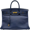 エルメス HERMES バーキン40 ○Z刻印 ブルー ゴールド金具 アルデンヌ メンズ ハンドバッグ