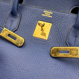 エルメス HERMES バーキン40 ○Z刻印 ブルー ゴールド金具 アルデンヌ メンズ ハンドバッグ