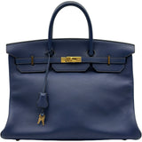 エルメス HERMES バーキン40 ○Z刻印 ブルー ゴールド金具 アルデンヌ メンズ ハンドバッグ