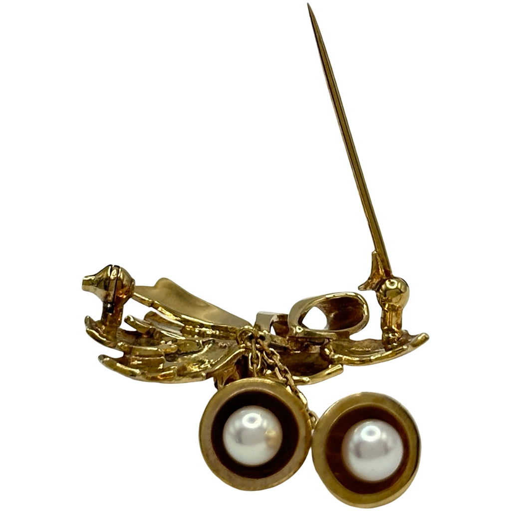 ミキモト MIKIMOTO ブローチ ゴールド K18 パール ルビー ジュエリー