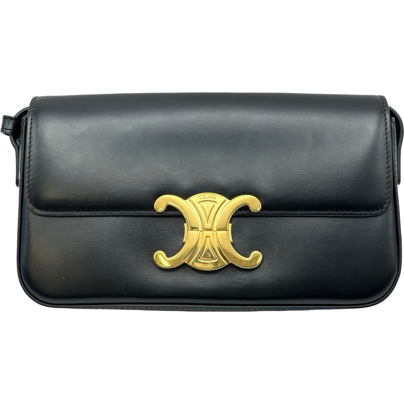 ブラック ビジネスショルダーバッグ セリーヌ CELINE クロードショルダー 194143 ブラック レザー