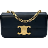 セリーヌ CELINE クロードチェーンショルダー 115203 ブラック レザー レディース ショルダーバッグ