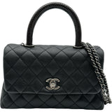 シャネル CHANEL ココハンドルXS A92990 23番台 ブラック シルバー金具 キャビア/リザード レディース ハンドバッグ