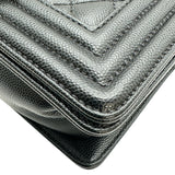 シャネル CHANEL ボーイシャネル20 A67085 ブラック シルバー金具 キャビアスキン レディース ショルダーバッグ