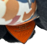 エルメス HERMES バディチャーム アロハ B刻 ブラック/オレンジ シルク・ムートン レディース チャーム
