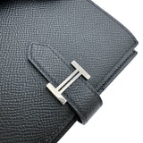 エルメス HERMES べアンコンパクト Y刻印 ブラック×シルバー金具 エプソン ユニセックス 二つ折り財布