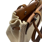 エルメス HERMES エールバッグカバスPM □H刻 ベージュ/ゴールド トワル/レザー レディース トートバッグ