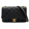 シャネル CHANEL マトラッセ スモールフラップバッグ ブラック ゴールド金具 キャビアスキン レディース ショルダーバッグ