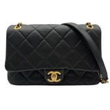 シャネル CHANEL マトラッセ スモールフラップバッグ ブラック ゴールド金具 キャビアスキン レディース ショルダーバッグ