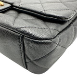 シャネル CHANEL マトラッセ スモールフラップバッグ ブラック ゴールド金具 キャビアスキン レディース ショルダーバッグ