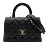 シャネル CHANEL ココハンドルXXS AS2215 ブラック ゴールド金具 キャビアスキン/リザードスキン レディース ショルダーバッグ