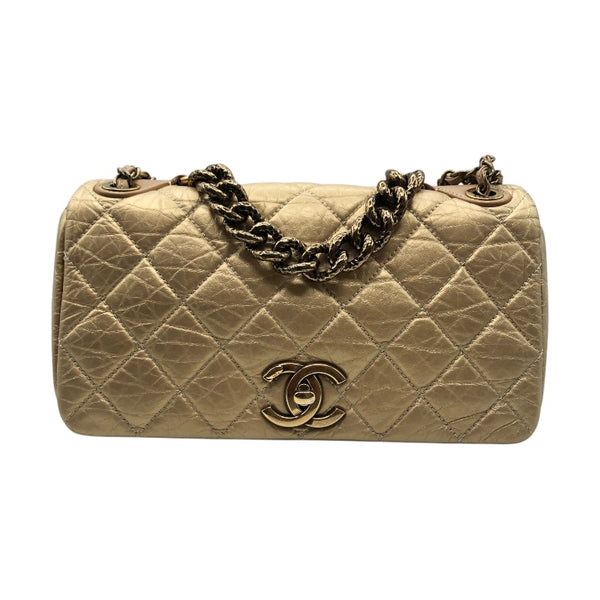 ダブルフラップ ゴールド金具 ショルダーバッグ シャネル CHANEL パリボンベイフラップバッグ A67129 ブロンズ