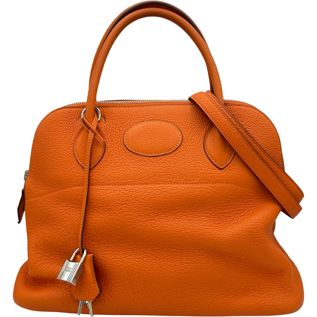 エルメス HERMES ボリード31 □M刻印 オレンジ シルバー金具 トリヨン