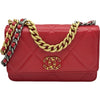 シャネル CHANEL CHANEL19 チェーンウォレット AP3267 29番台 レッド ゴールド/シルバー金具 ラムレザー レディース 長財布