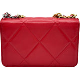 シャネル CHANEL CHANEL19 チェーンウォレット AP3267 29番台 レッド ゴールド/シルバー金具 ラムレザー レディース 長財布